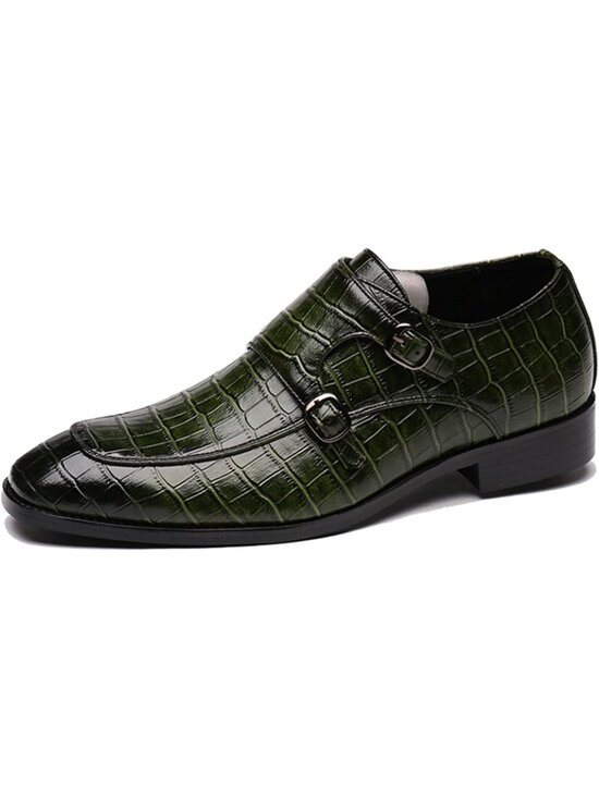 Stylish Men\'s Double Monk Strap Loafers - Comfortable Leather Dress Shoes for main image 8